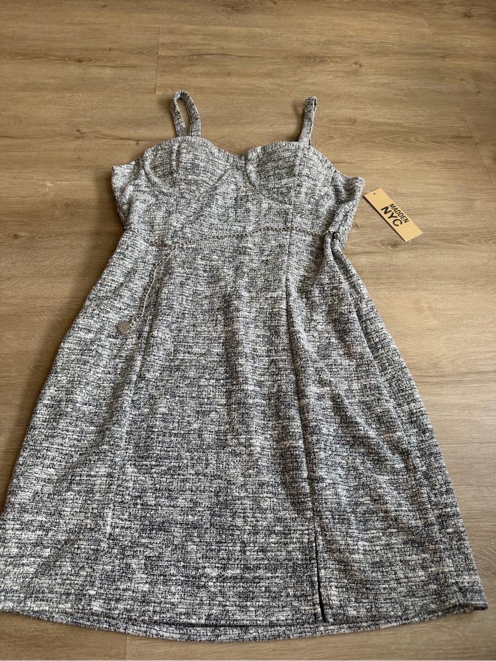 Madden NYC Dress and Jacket Set Tweed Gray SZ L Juniors - Picture 6 of 10